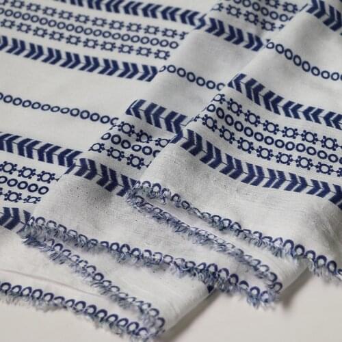100cm*148cm Soft Viscose Yoryo Fabric Blue Stripe Bohemian Rayon Dress Scarf Material Soft