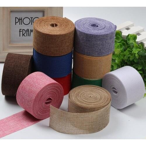 10m/pcs Width 5cm Colorful Natural Jute Burlap Ribbon Hessian Ribbon Vintage Rustic Wedding Decoration Party Supplies DIY