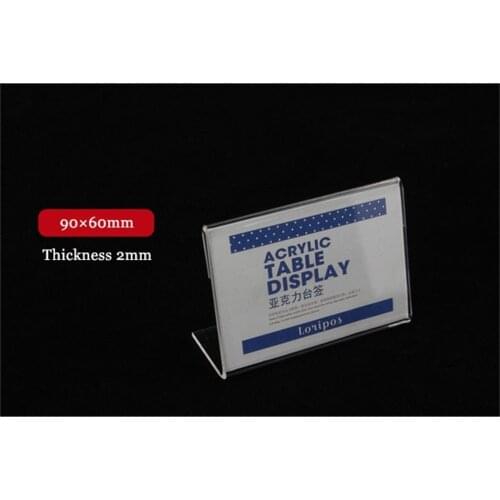 90X60mm 10pcs Tag ticket card display L stand Acrylic table Desktop Paper Name Label Sign Clip Holder Frame display rack