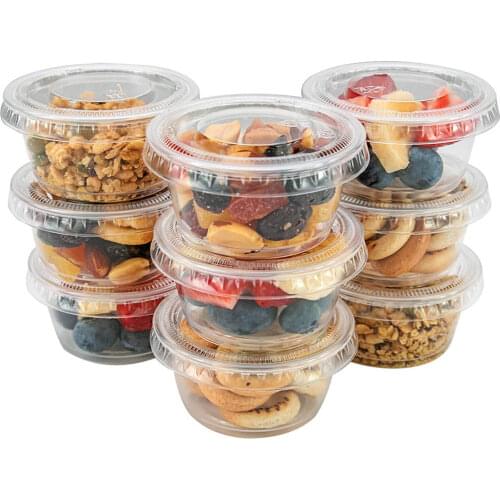 100Pcs Disposable Plastic Cup Transparent Plastic With Lid Jelly Yogurt Mousse Jam Seasoning Cup Packaged Food Container