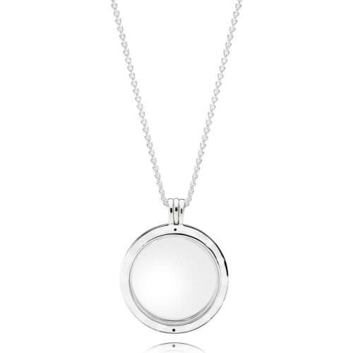 100% 925 Sterling Silver Medium Large Floating Locket Necklace for Women Silver Jewelry Collier Pendants Necklaces colgantes