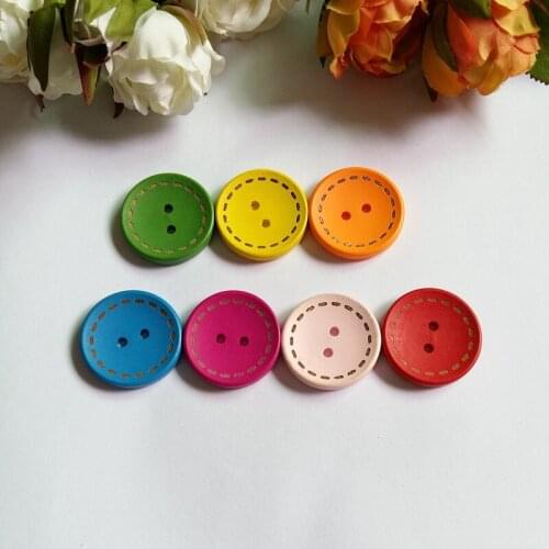 120pcs Natural good Wood Sewing Button 25mm snaps fasteners For Craft scrapbooking product Kids Buttons