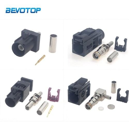 2PCS Black Fakra A Male Plug /Female Jack Connector RAL 9005 RF Coaxial Soldering Wire Connectors for RG316 /RG174 Pigtail Cable