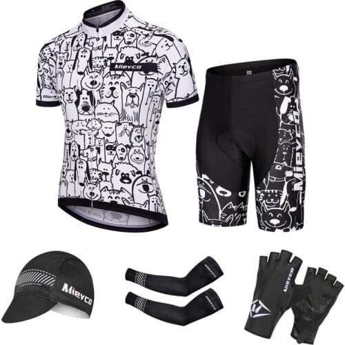 2021 Cycling Jersey Set White Cat Dog MTB Bicicleta Bib Shorts Kit Mens Tracksuit Bicycle Clothing Roupa Ciclismo Masculino