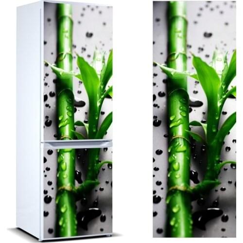3D Fridge Sticker Green Bamboo Refrigerator Dishwasher Door Cover Kitchen Home Decoration Accessories Modern Wall Stickers