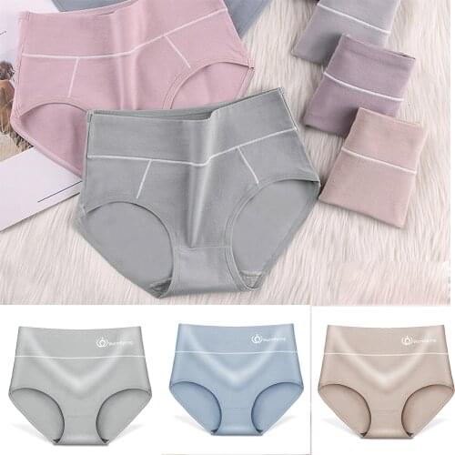 4Pcs/lot High Waist Lady Panties Cotton Womens Underwear Cute Seamless Briefs Soft Breathable Girls Slimming Panty Dropship