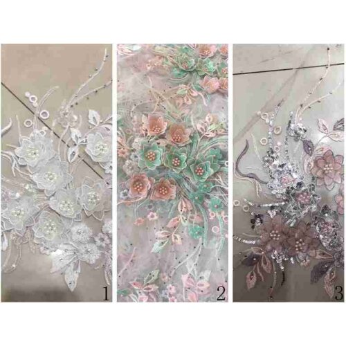 5 pieces applique patch mixed color with 3D flowers embroidery patch wedding dress Accessories