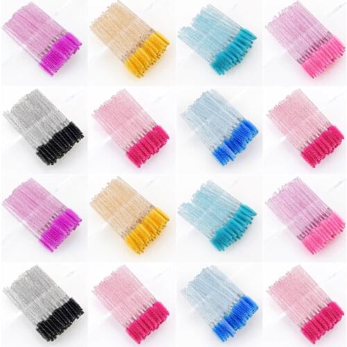 50/5Pcs/Pack Disposable Crystal Eyelash Brushes Makeup Brush Diamond Handle Mascara Wands Eyelash Extension Tools New Hotting