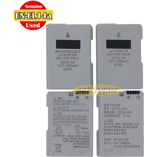 Used Original EN-EL14a Battery For Nikon D5100 D5200 D5300 D5600 D3200 D3400 D3500 P7000 P7100 P7700 P7800 Df MH-24