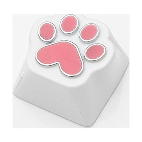 Zinc Aluminum Alloy Metal Keycaps For Cherry Mx Switch Mechanical Gaming Keyboard Decoration Pink Cat Paw Design Replace Keycaps