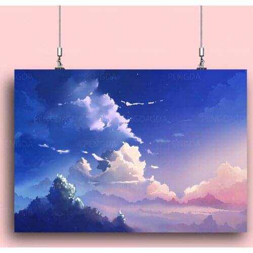 Home Decor Canvas Prints Cloud Painting Poster Wall Art Sunset Modular Japanese Anime Landscape Pictures Framework For Bedroom