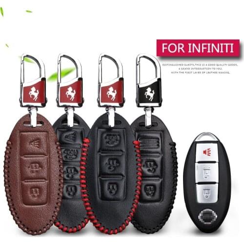 Hot Sale Genuine Leather Car Key Cover Case For Infiniti Q50 FX35 FX FX37 G37 G35 With Horse Key Chain For Infiniti FX35 FX FX37