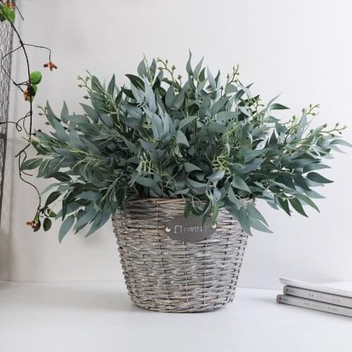 Artificial willow bouquet fake leaves for Home Christmas wedding decoration jugle party willow vine faux foliage plants wreath
