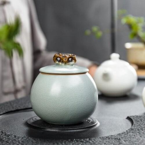 Ceramic Tea Box Ceramic Sealed Spice Jar Tea Storage Container Kitchen Coarse Pottery Canister Jingdezhen Handmade Tea Caddy