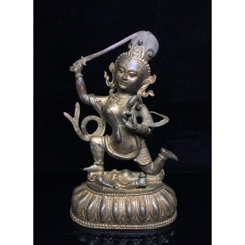 11"Chinese temple collection Old Bronze Cinnabar Lacquer Northern Wei Buddha Manjushri Guanyin Bodhisattva Sitting Buddha