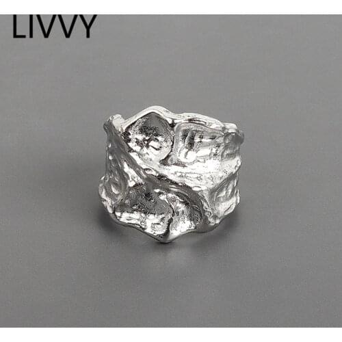 LIVVY Matte Surface Ellipse Silver Color Rings For Women Resizable Handmade 2021 Trend Fashion Jewelry