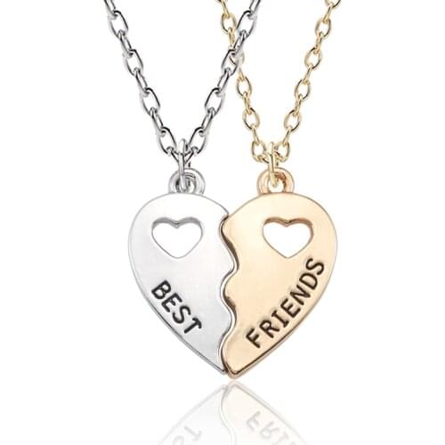 2 Pieces Of The Best Friend Necklace For Women Golden Hollow Love Stitching Combination Necklace BBF Friendship Jewelry