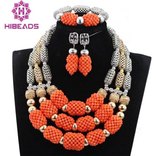 Beautiful Nigerian Wedding Jewelry Set African Statement Necklace Set Women Jewelry Gift African Beads Jewelry Set ANJ328
