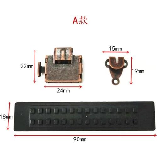 Brass Antique Waist Strap Buckle for Trousers Skirt Sliding Adjustment Trouser Hook and Bar Rubber Strip Movable