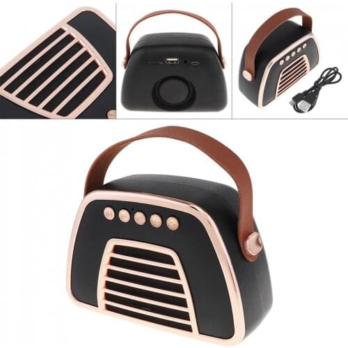 Mini Portable Wireless Bluetooth Speaker Outdoor Retro Vintage Subwoofer Loudspeaker with FM Radio TF AUX USB for Home Party