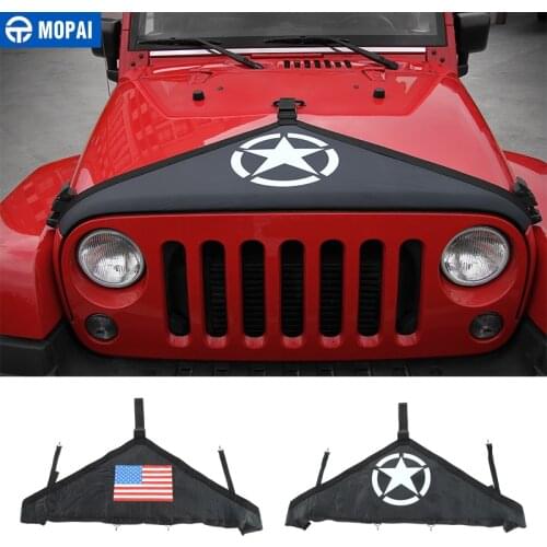 MOPAI Canvas Car Front Hood Cover Protector Accessories for Jeep Wrangler JK 2007 Up Exterior Engine Cover Car Styling