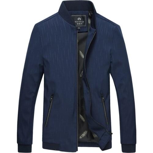 2019 Fashion Brand Mens Jacket Spring Autumn Male Blue Slim Windbreakers Stand Collar High Quality Father Jackets Outwear