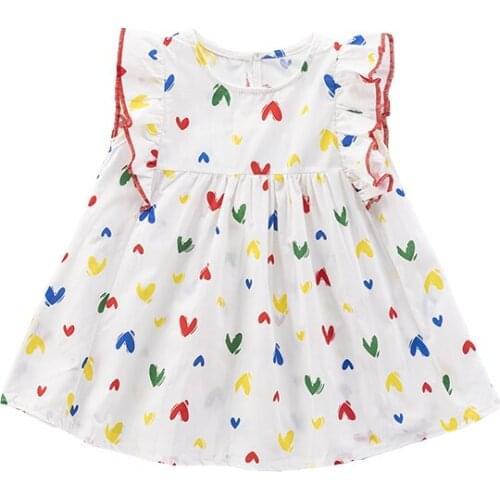 New Summer Cotton Children Dresses Kid Girls Dress Cute White Baby Party Suits Costume Children Clothing Vetement Fille