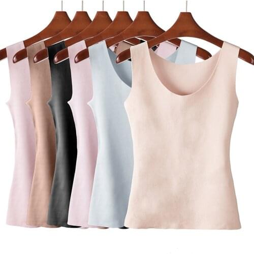 2021 new Thermal Underwear Warm Body Tops Vest Women Sleeveless Slim Seamless O Neck Prayger Spandex Solid Standard