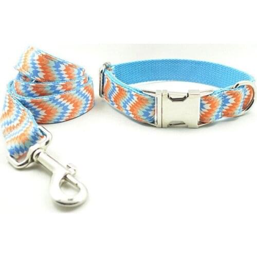 Personalized Soft Color Cloth Dog Collar And Leash Set Bohemia Style Pet Dog Show Leads And Collars For Dogs Adjustable Buckle