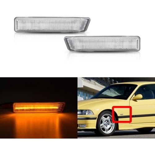 Fits For BMW 3 Series E36 M3 LCI 318i 323i 328i 96-99 X5 E53 00-06 Front Amber Turn Signal Indicator Led Side Marker Lights