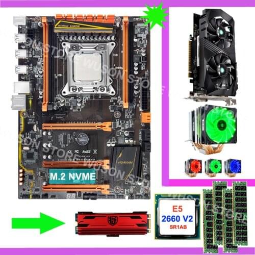 Stunning brand HUANAN ZHI X79 motherboard bundle GTX1050Ti 4G 240G NVME SSD Xeon E5 2660 V2 2.2GHz cooler 4*8G DDR3 1600 RECC