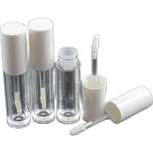 Empty 5 ML Lip Gloss Container White Round Liquid Eyeliner Refillable Cosmetic Container Lipgloss Tube Packaging with Brush