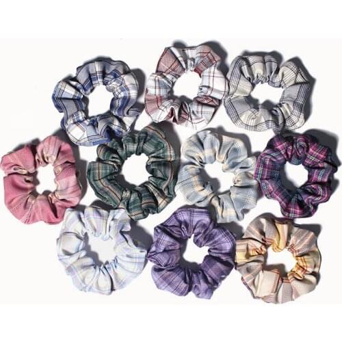 Headwear Women Simple Floral Fabric Plaid Scrunchies Girls Elastic Fashion Rubber Band Ponytail Hair Ring Holder Gum Accessories