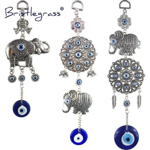 BRISTLEGRASS Turkish Blue Evil Eye Flower Skull Elephant Amulet Lucky Charm Wall Hanging Pendant Pendulum Blessing Protect Decor