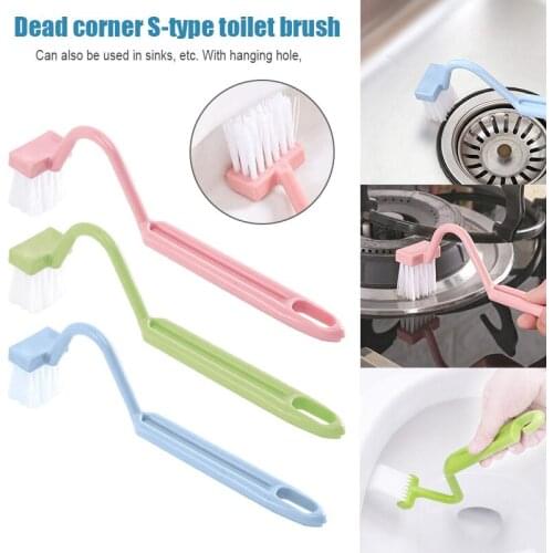 Toilet Cleaning Brush Tool S Shape with Hanging Hole for Home Kitchen Bathroom