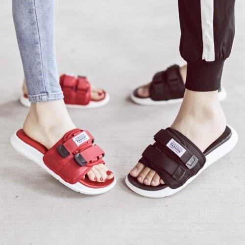 Couple Slippers 2021 Men and Women Summer Wear Fashion Wild Couple Deodorant One-word Slippers Beach Shoes Sandals