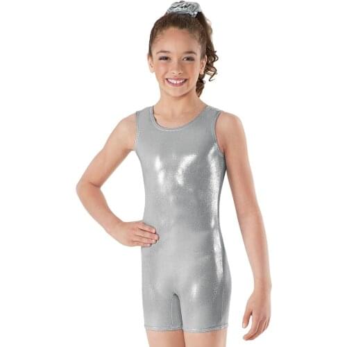 SPEERISE Toddler Sleeveless Leotard Boys Ballet Bodysuit Shiny Metallic Gymnastics Short Spandex Tank One-piece Unitards for Kid