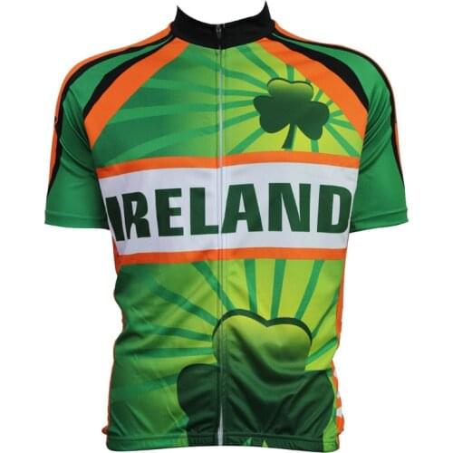 Sport Cycling clothing hombre IRELAND Pattern Men Sleeve Bike Apparel Green Cycling Racing Clothes Short Sleeve Full Zipper Cycl