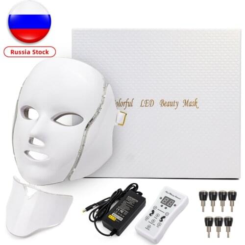 Facial LED Beauty Mask Neck Skin Microcurrent Care Photon Treatment SPA Anti-Aging Wrinkle removal Acne Therapy device set