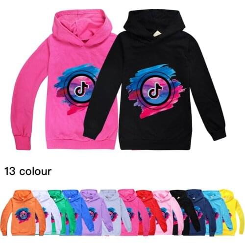 TIK TOK Girls Hooded Sweater Cartoon Printed Childrens Sweatshirt Boys Hooded Sweatshirt Kids