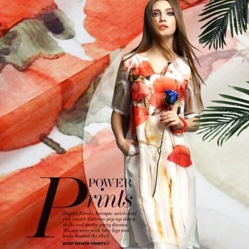 Telas Sericiculture senior silk linen blending tissu Flowers prints summer dress thin cool breathable linen textile fabric meter