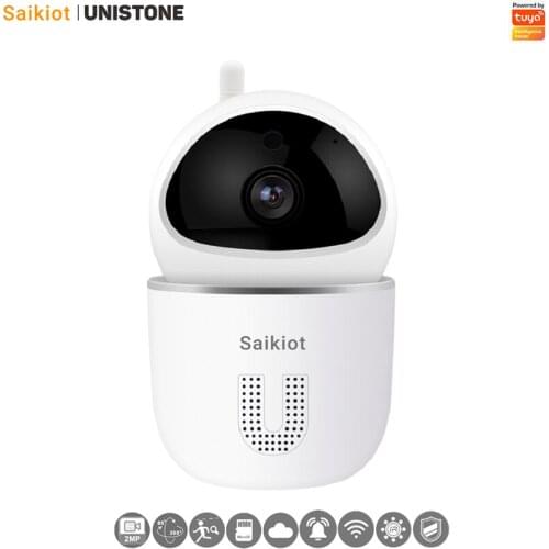 Saikiot Tuya Smart Camera 1080P 2MP WIFI Indoor IR Night Vision Baby Monitor Camera for Smart Home Security Powered by Unistone