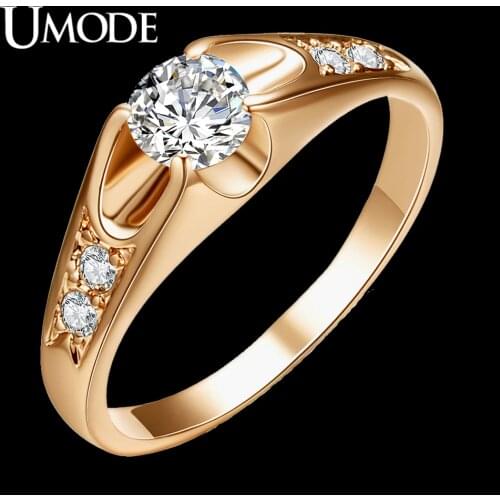 UMODE Rose Gold Color Mounting anel feminino aneis bijoux 0.5 ct Zirconia Engagement Jewelry Rings JR0064A