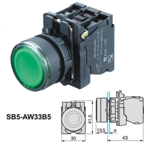 XB5-AW33B5 Waterproof illuminated push button switch momentary switch with integral LED 22mm spring return