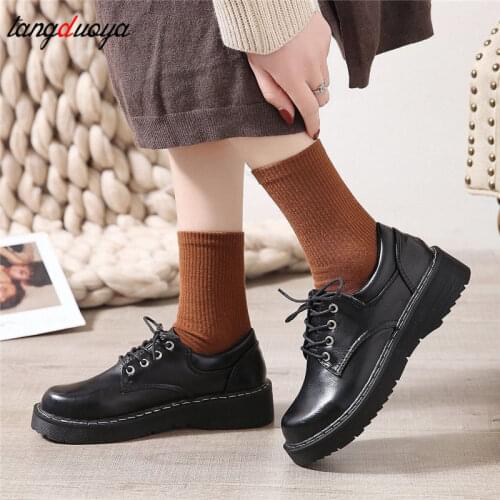 Japanese School Uniform shoes Jk Student Shoes Girls Women Kawaii Lolita Soft Girl Round Toe Platform Patent Leather Shoes 4cm