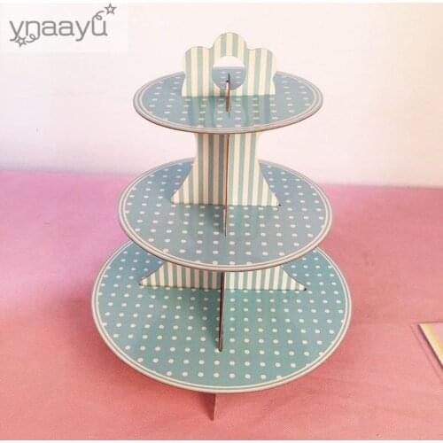 Ynaayu 1pcs 3 Tier Cupcake Stand Paperboard Cake Stand DIY Cake And Cupcake Display Stand Foy Baby Birthday Party Supplies