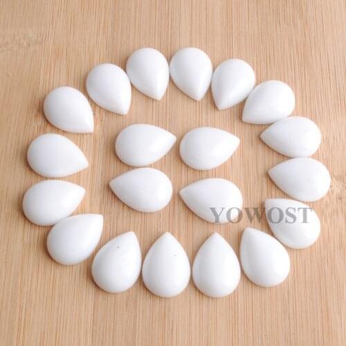 YOWOST Natural White Jades Gem Stones Teardrop 13x18x6MM No Hole CAB 20PCS For Making Jewelry IU3290