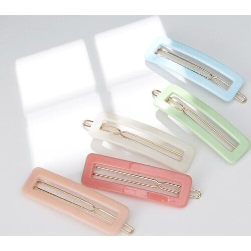 New Cute candy color accrylic geometric rectangle Metal Baby hair frog BB Clips Girls Hairpins Hair Clip Kids Headwear Children