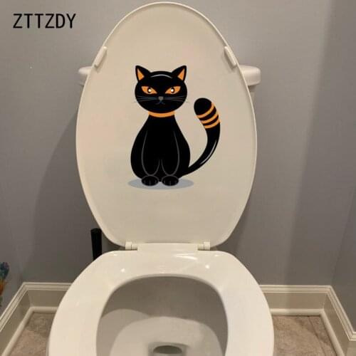 ZTTZDY 17.7*23.5CM Cat Home Art Decoration WC Toilet Decal Wall Sticker Cartoon Style T3-0088