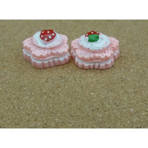 1pcs/lot resin pink flower strawberry cake 15mm Cabochons Scrapbooking Hair Bow Center Card Frame Making Craft DIY B004-8